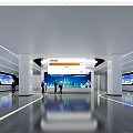 Modern Tech Exhibition Hall With Large Display Screens People And Contemporary Lighting Design