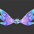 Unique Wall Decor With Patterned Blue Purple Gradient Wings And Transparent Crystal Ball 3d model