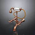 Copper Faucet With Handheld Shower And Yellow Hose Metallic Finish Design