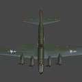 Military Green Fighter Aircraft Flying With Twin Propellers And Aerodynamic Wing Structure