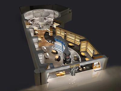 Modern Boutique Store Interior With Open Layout Display Cabinets Lighting And Seating Areas 3d model