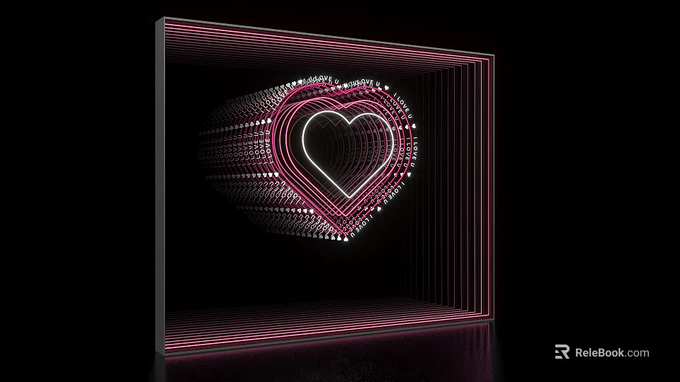 Illuminated Commercial Equipment With LED Heart Shaped Design And Display Frame 3d model 