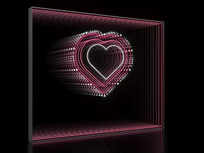 Illuminated Commercial Equipment With LED Heart Shaped Design And Display Frame 3d model