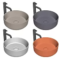 Modern Round Wall Mounted Washbasins in Various Colors with Minimalist Design