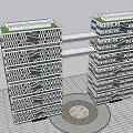 Modern Twin Office Towers With Connected Sky Bridge And Glass Facade Design
