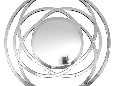 Modern Geometric Circular Mirror With Multiple Metal Rings And Decorative Design 3d model