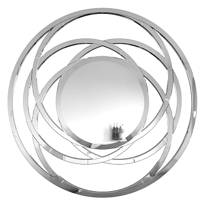 Modern Geometric Circular Mirror With Multiple Metal Rings And Decorative Design 3d model