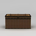 Woven Rectangular Storage Basket with Brown Black Design and Lid for Organizing 3d model