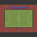 Football Field Sports Facility With Green Lawn White Lines Red Track Blue Seats Green Fence
