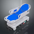 Durable Adjustable Medical Hospital Bed With Blue Mattress White Frame On Wheels
