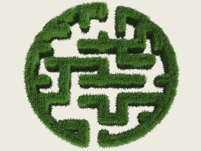 Green Plant Wall Design Featuring Circular Maze Pattern And Lush Foliage 3d model