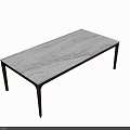 Modern Minimalist Dining Table With Rectangular Gray Top And Wooden Legs 3d model
