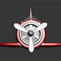 Red Passenger Plane Model With Shiny Body Propeller And Cockpit