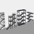 Modern Metal Staircase Designs With Various Structural Styles For Interior Applications 3d model