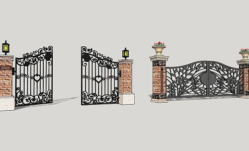 European gate wrought iron gate 3d model