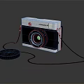 CHALINA 6 Vintage Digital Camera With White Black Body Black Lens Round Base And Strap