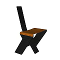 Modern Single Chair With Black Wooden Frame Brown Leather Seat And Crossed Legs