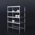 Sturdy Metal Kitchen Shelf With Multiple Layers Holding White Bowls And Cups