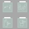 Bathroom Wall Hanging Organizer With Razor Toothpaste Sanitary Pad And Toilet Paper Icons