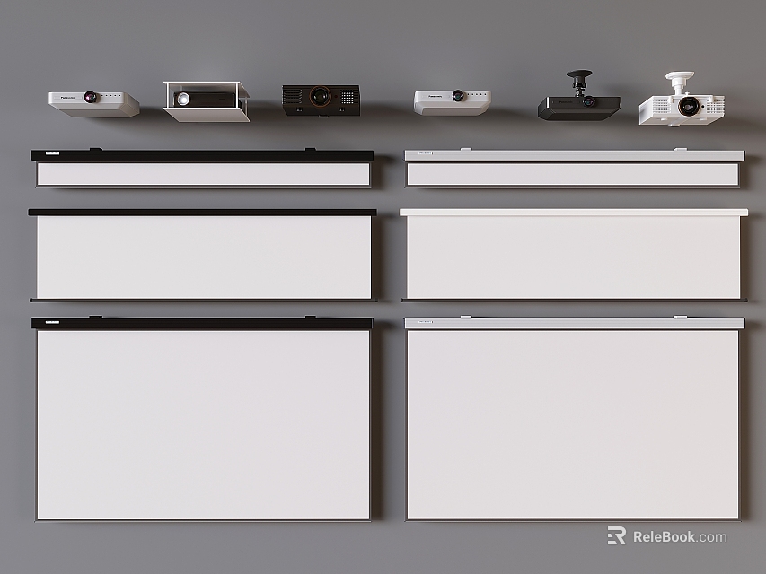 Projection Monitoring System With Multiple Projection Screens And Different Projector Devices 3d model 
