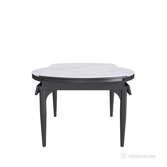 Modern Coffee Table With White Marble Tabletop And Black Metal Frame 3d model 