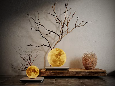 Modern Floor Lamp With Wooden Base And Linen Shade In Living Room Decorative Corner 3d model