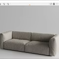 Modern Light Gray Fabric Two Seater Sofa With Comfortable Armrests And Minimalist Design 3d model