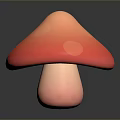 Red Gradient Mushroom With White Polka Dots And Pink Stem As Edible Food