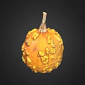 Fresh Orange Pumpkin With Bumpy Surface And Stem Isolated On Black Background 3d model