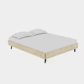 Double Bed With Simple Wooden Frame Light Wood Color Black Legs And White Pillows