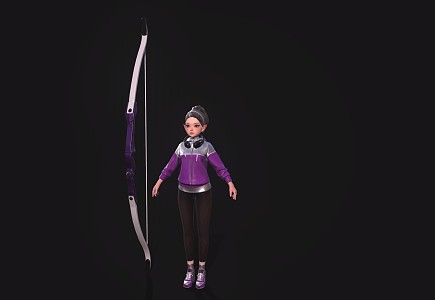 Cute little girl archer anime character 3d model