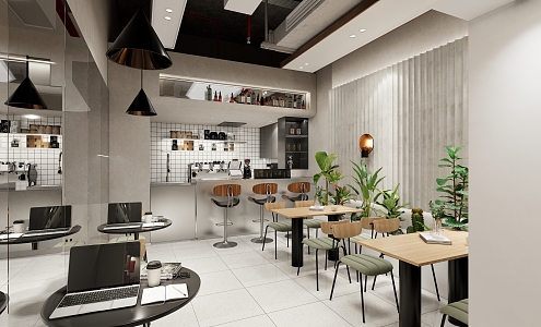 Modern Coffee Shop Cafe 3d model