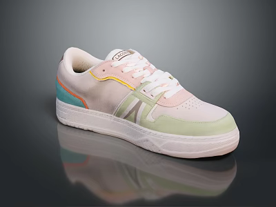 Stylish Casual Sneakers With Pink Green Blue And Orange Color Block Design 3d model