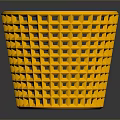 Yellow Trash Can With Grid Design And Diamond Pattern For Home Use 3d model