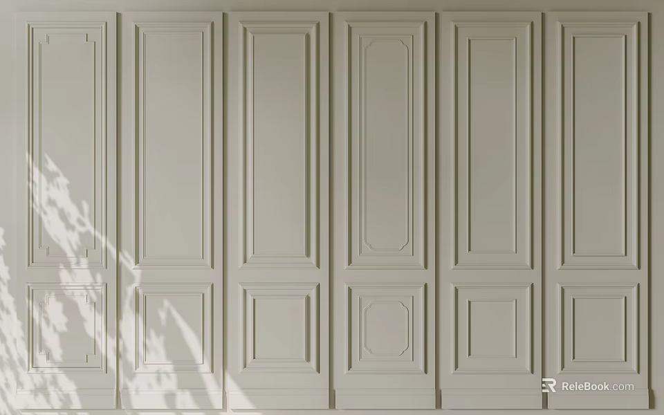Light Colored Modern Wall Paneling With Decorative Geometric Patterns And Soft Shadows 3d model