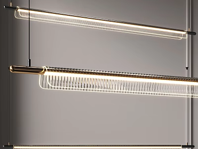 Elegant Modern Luxury Kitchen Chandelier With Gold Metal Linear Design 3d model
