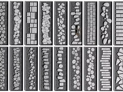 Various Stepping Stones Designs With Stone Brick And Pebble Arrangements For Garden Pathway 3d model