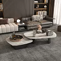 Modern Coffee Table With Marble Top In Contemporary Living Room Decor Setup