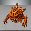Fierce Red Fiery Creature Character With Sharp Teeth And Glowing Claws