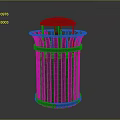 Metal Cylindrical Trash Can With Grille Structure Dome Lid And Reflective Surface