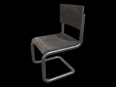 Modern Office Chair With Metal Frame And Wooden Seat Backrest Design 3d model