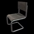 Modern Office Chair With Metal Frame And Wooden Seat Backrest Design