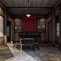 Traditional Chinese Cultural Center Interior With Wooden Furniture Bamboo Crafts And Vintage Decorations