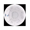 Round White Bathtub With Massage Jets And Circular Design Features