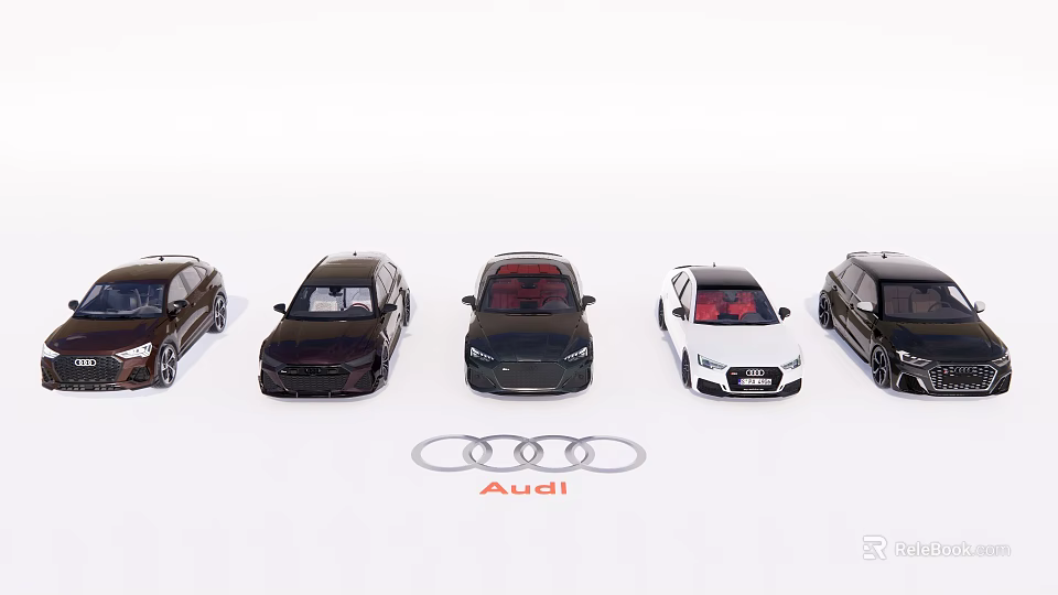 Audi Car Models Display Featuring Different Styles And Brand Logo Collection 3d model