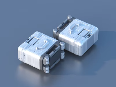 Modern Silver Metal Storage Boxes With Handles And Lockable Lids For Household Utility 3d model