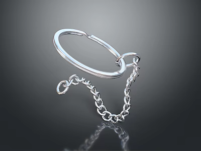 Stylish Unique Silver Safety Pin Fashion Accessory With Shiny Chain Detail 3d model