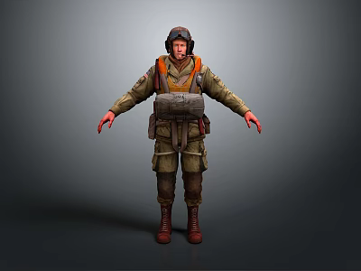 Realistic 3D Military Soldier Character With Tactical Vest Helmet Boots And Open Arms Pose 3d model