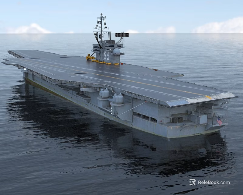 Aircraft Carrier Sailing On Sea Surface 3d model 