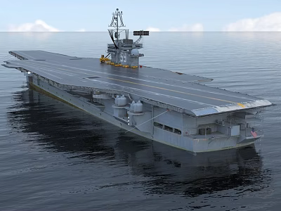 Aircraft Carrier Sailing On Sea Surface 3d model